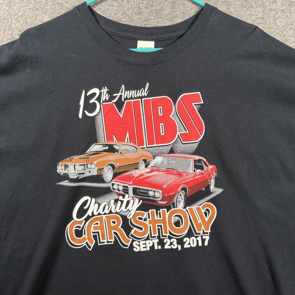 Gildan Shirt Mens 2XL Black 13th Annual MIBS Charity Car Show Graphic Tee 2017